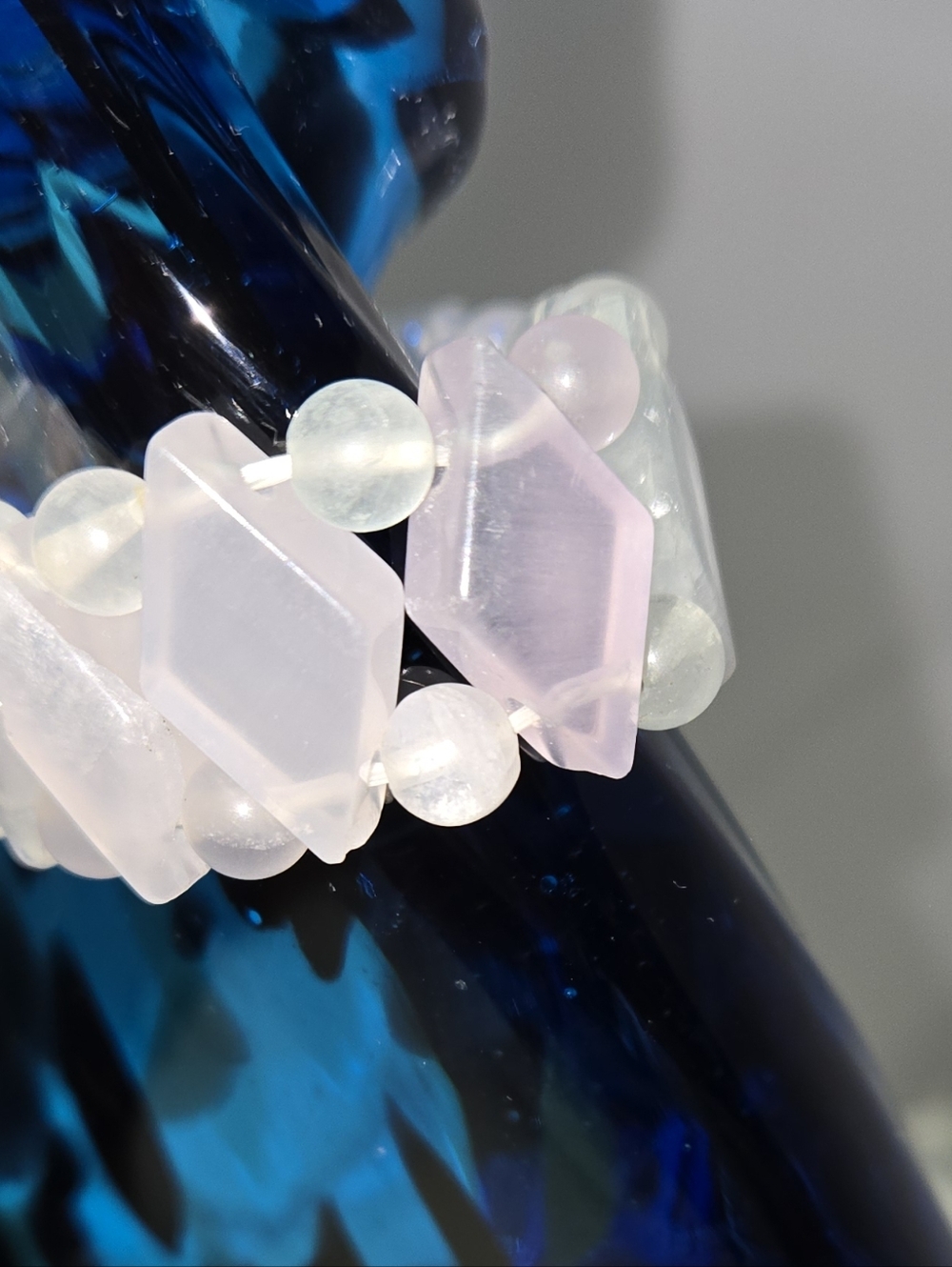 Rock Crystal Rose Quartz Multi-Shape Stretch Bracelet - Pink - Picture 6 of 6